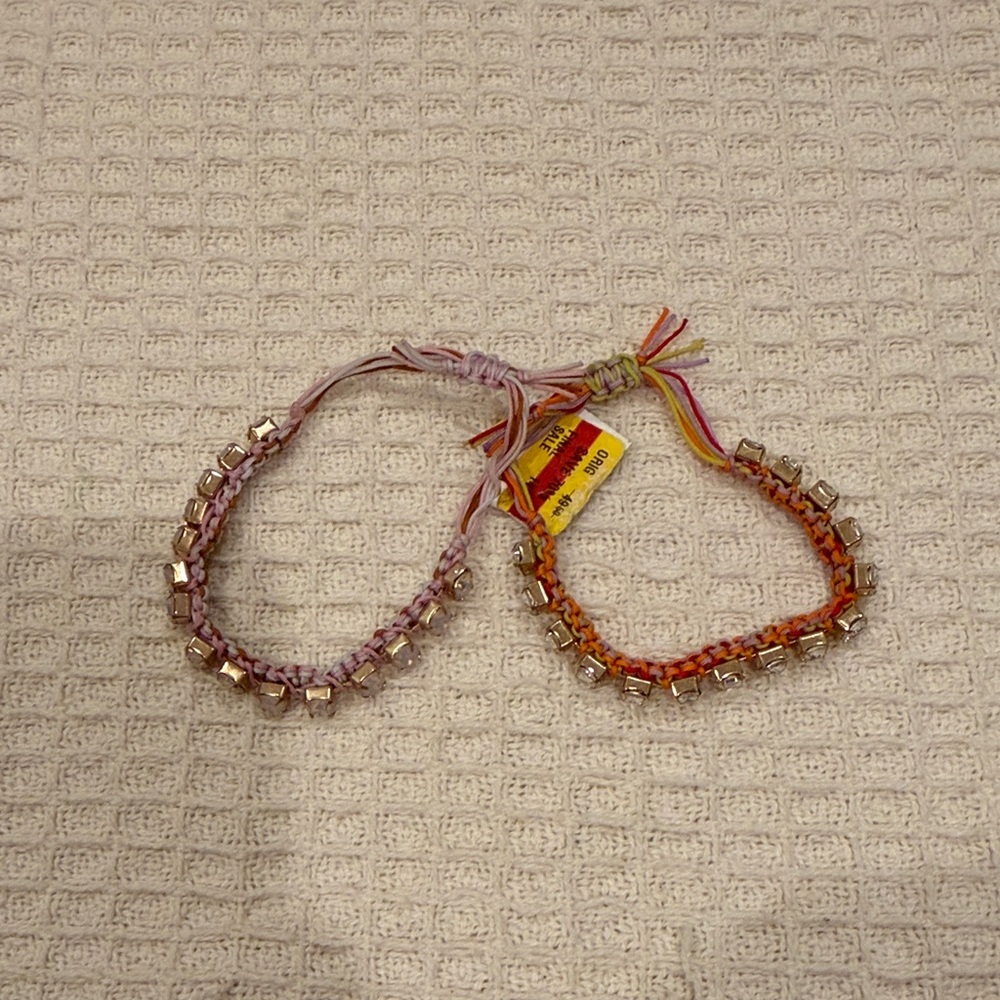 Handwoven Beaded Friendship Bracelets — Pink & Orange
